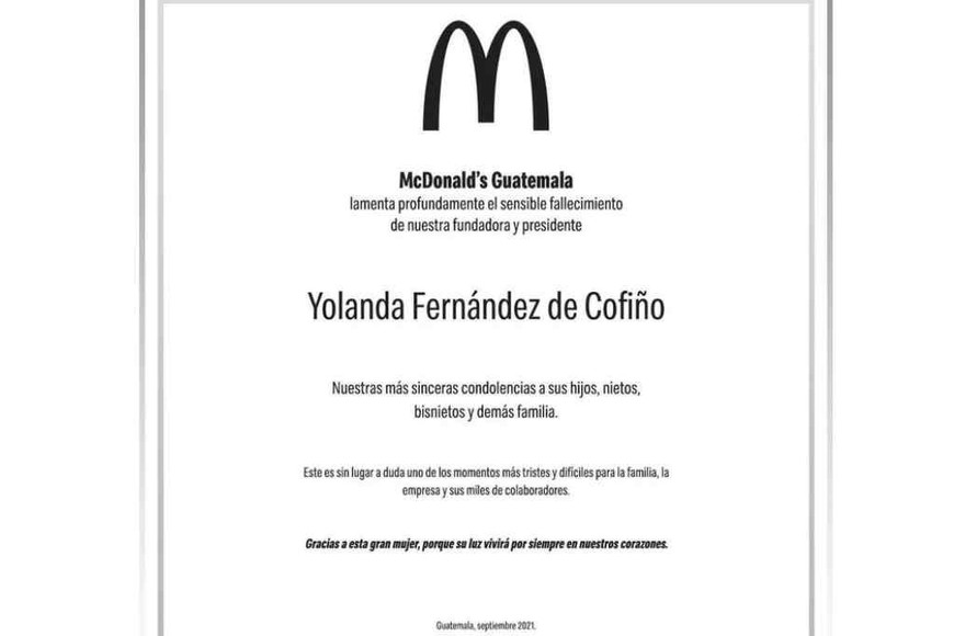 ELLITORAL_402707 |  Gentileza El comunicado de Mc Donald´s Guatemala