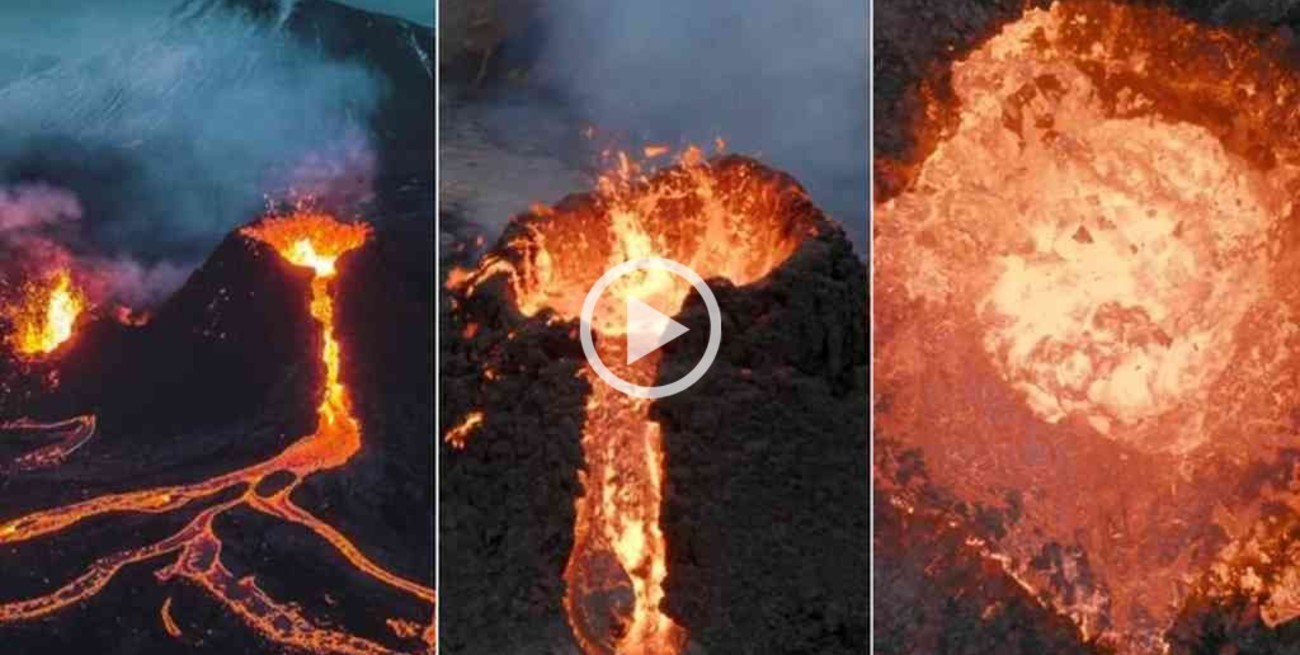 Video: un dron captó increíbles imágenes al entrar en un volcán en erupción