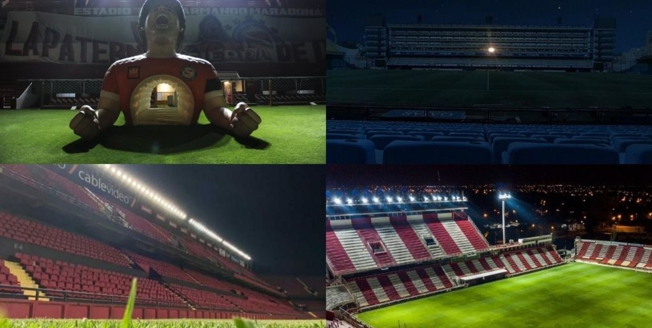 Los estadios se iluminaros en homenaje a Maradona