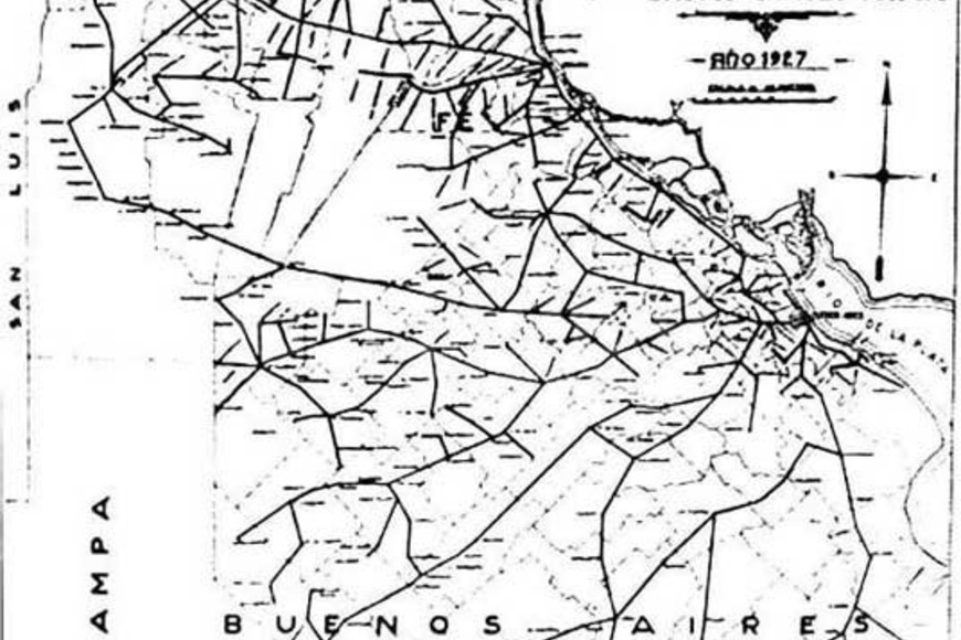 ELLITORAL_387417 |  Gentileza Mapa de 1927, con el diagrama de las redes de comunicaciones de aquel tiempo.