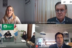 Gentileza BCSF El momento de la rúbrica del convenio a través de una reunión virtual.