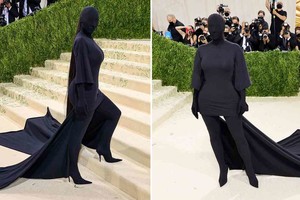 ELLITORAL_404100 |  Imagen ilustrativa Kim Kardashian lució un atuendo diseñado por Demna Gvasalia de Balenciaga, compuesto por un vestido ajustado, con cola, completamente negro.