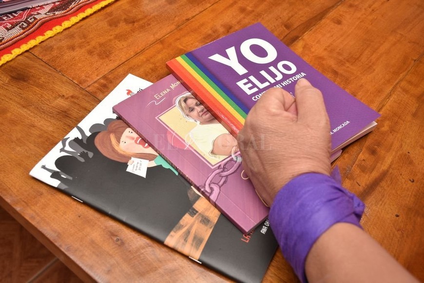 ELLITORAL_361053 |  Flavio Raina Violeta. El pañuelo de la lucha de las mujeres, en su día, y los libros escritos por Elena.