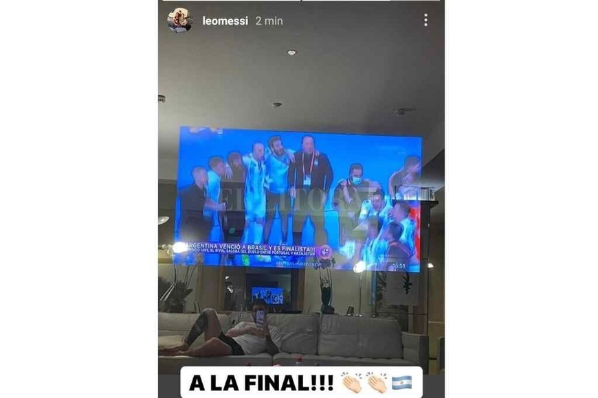 ELLITORAL_407496 |  Gentileza @leomessi El rosarino festejó la victoria de Argentina a través de sus historias de Instagram.