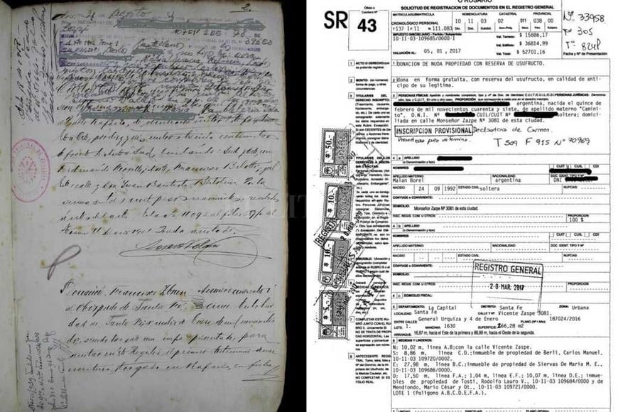 ELLITORAL_178931 |  Gentileza Registro de la Propiedad. Dos momentos: el registro hecho a mano y en formato digital