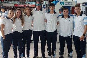 ELLITORAL_420252 |  Gentileza El equipo de atletismo partió desde Ezeiza. De izquierda a derecha: Guillermina Cossio, Aldana Garibaldi, Luciana Gómez Iriondo, Maximiliano Troncoso, Tomás Mondino, Julio Nóbile y José Zabala