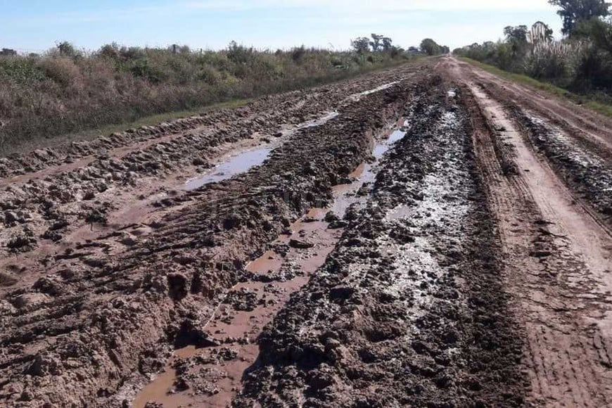 ELLITORAL_186623 |  Gentileza Escuela de Campo Jullier Destrozado. El mal estado del tramo de la ruta provincial N° 5 que pasa frente a la Escuela Juan de San Martín es prácticamente crónico. Tal como puede apreciarse, el tránsito pesado que se moviliza por la zona deja huellas tan profundas como pronunciadas.