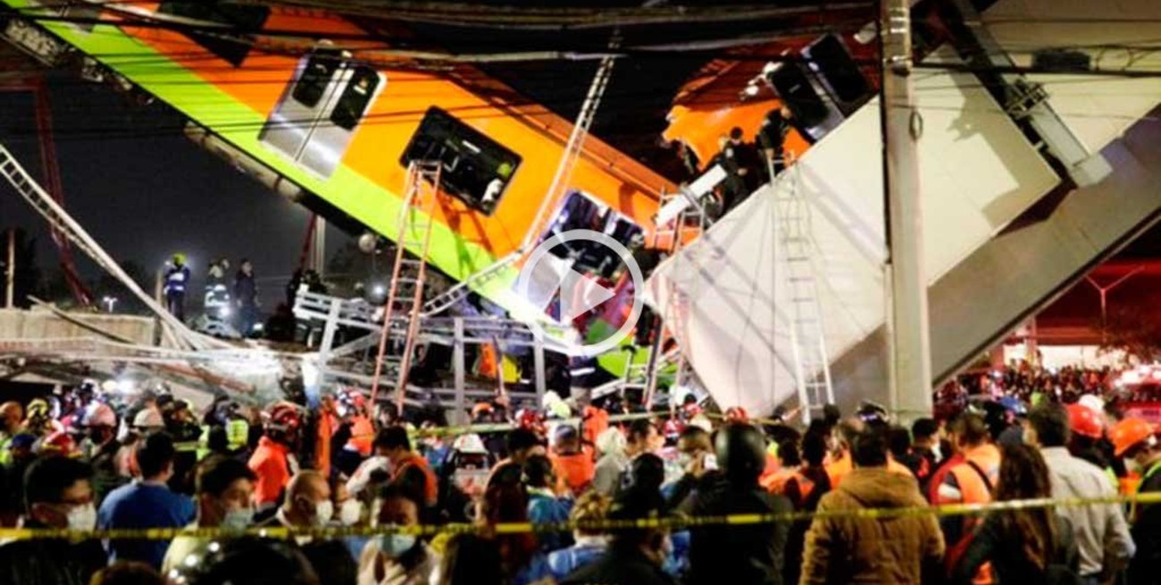 Video: así fue el derrumbe que provocó el accidente con un tren en México