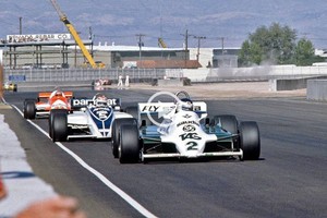 ELLITORAL_411144 |  Captura digital Carlos Reutemann (Williams) seguido por Nelson Piquet (Brabham) en Las Vegas. El brasileño se quedó con el título en esa carrera por un punto de diferencia (terminó 5°, y Lole 8°). Atrás de ellos aparece Mario Andretti (Alfa Romeo).