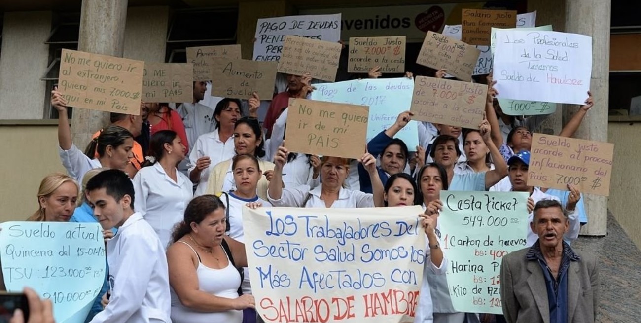 Trabajadores de la salud y docentes de Venezuela protestaron por mejoras salariales y laborales