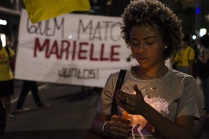 Getty Una manifestante durante el reclamo de justicia por la muerte de la concejal