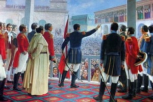 ELLITORAL_393306 | Gentileza Proclamación de la Independencia del Perú según el óleo del pintor peruano Juan Lepiani, realizado en Roma en 1904.​