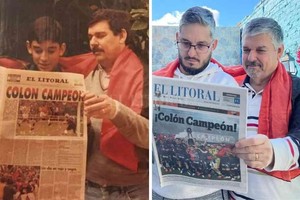 ELLITORAL_387020 |  Gentileza Padre e hijo con El Litoral y un mismo título  Colón campeón  en 1995 (el ascenso) y en 2021 (en Primera División).