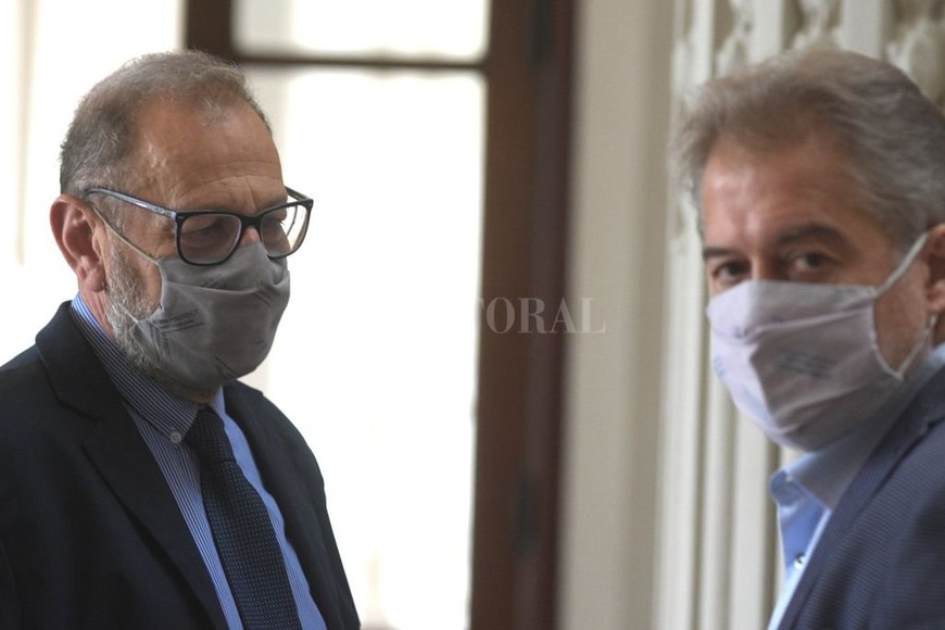 ELLITORAL_424413 |  Mauricio Garín Corach y Mirabella, voceros de Perotti tras el encuentro