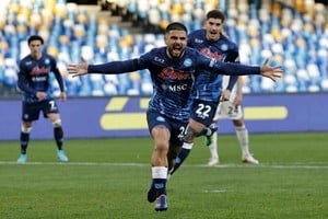 ELLITORAL_432468 |  Gentileza 115 festejos. Lorenzo Insigne igualó el récord de Maradona en la goleada de Napoli sobre Salernitana.