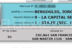 Digitalización de imagen de Internet El Litoral.com Esta es una captura de pantalla del Padrón Electoral. Se evita la difusión del DNI por privacidad.