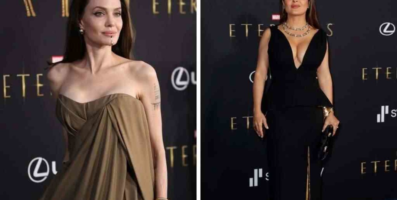 Salma Hayek y Angelina Jolie se lucieron en la alfombra roja de la premiere de "Eternals"