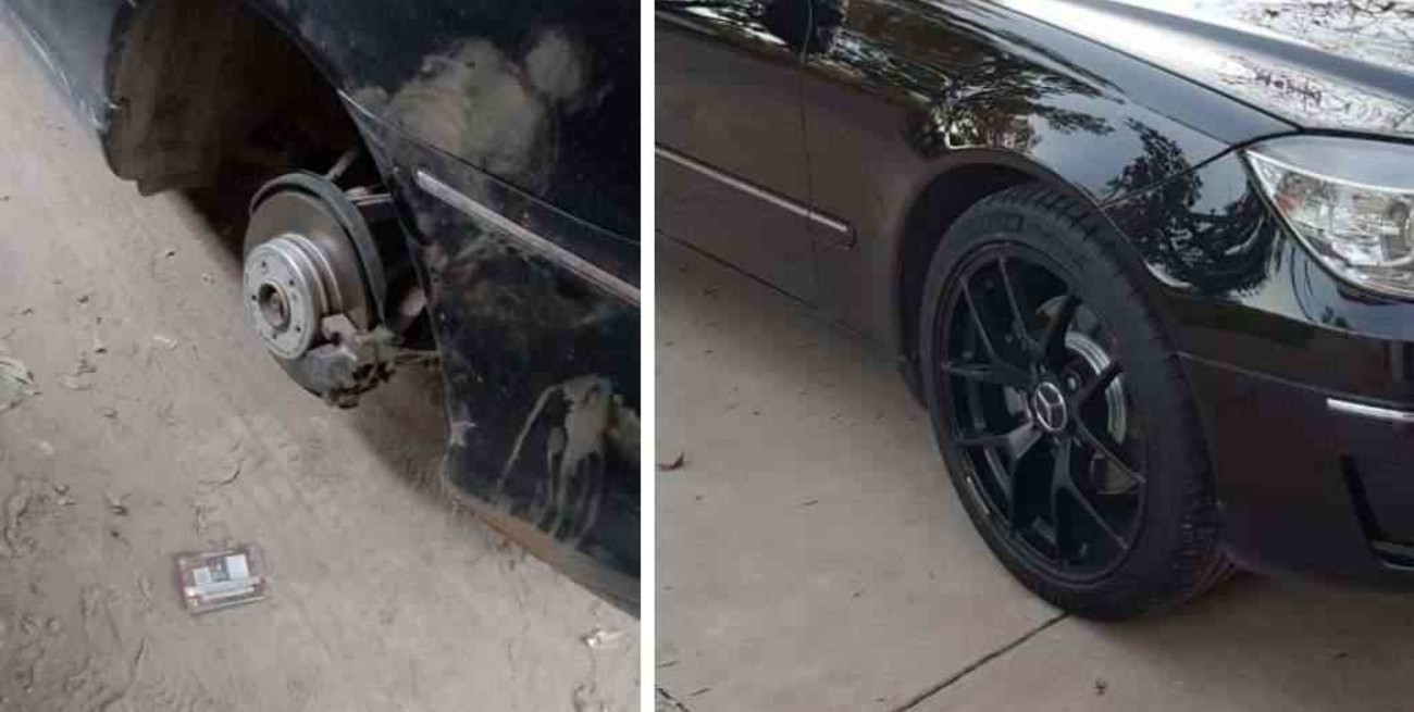 Increíble: le robaron las 4 ruedas a un auto de alta gama en Venado Tuerto