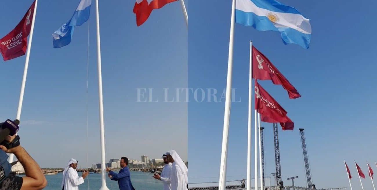 Izaron la bandera argentina en Doha