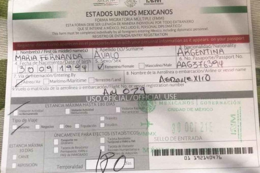 ELLITORAL_435167 |  Gentileza Documento que le habilitaron a la joven a quedarse más tiempo en suelo mexicano.