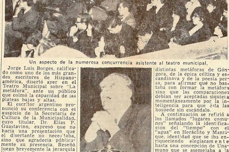 ELLITORAL_366570 |  Archivo El Litoral Borges en 1963 en el Teatro Municipal.