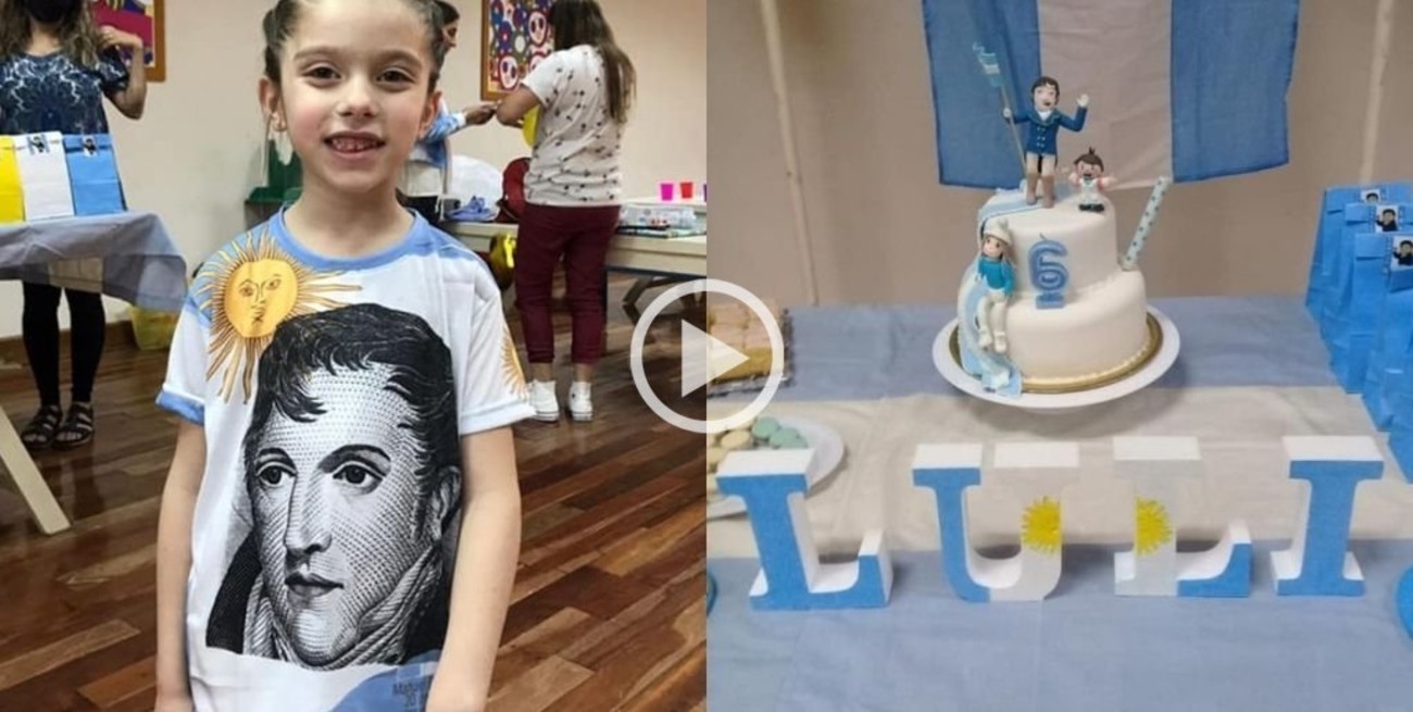 Patriotas: una nena santafesina hizo su "cumple" de San Martín y Belgrano y sus amigos quieren imitarla