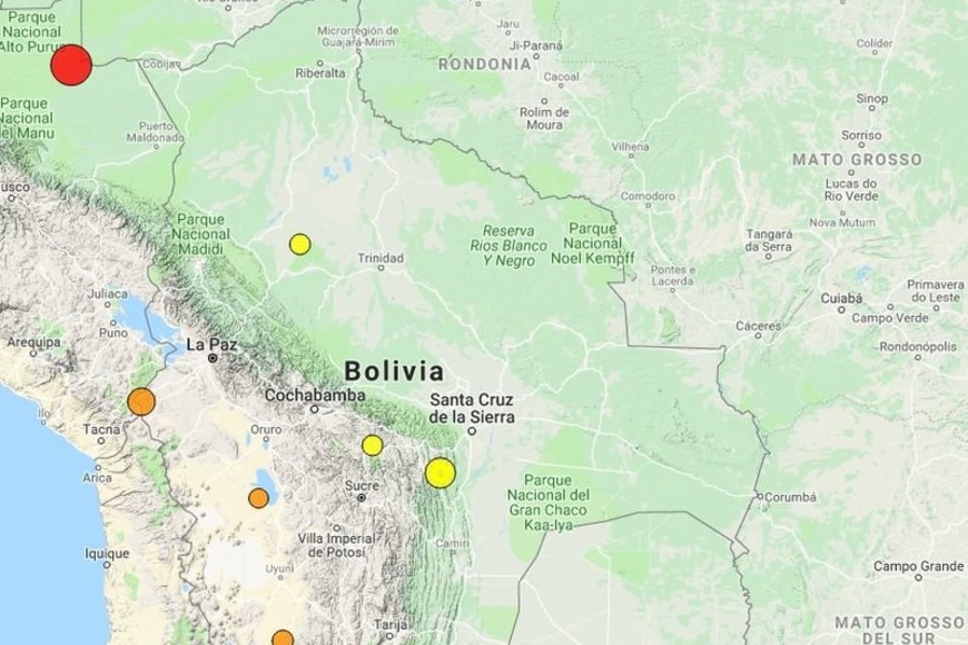ELLITORAL_220894 |  Observatorio San Calixto/Google Maps. Registros de sismos en los últimos días.