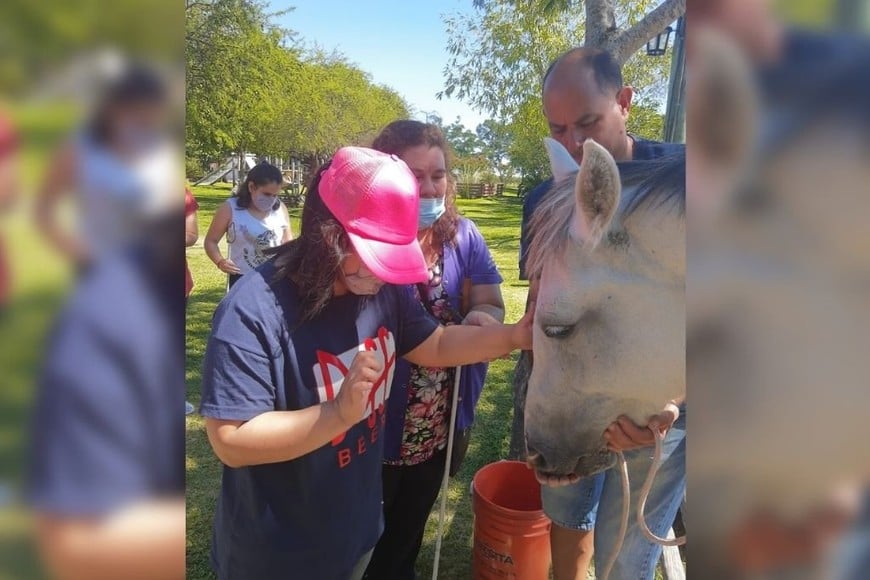 ELLITORAL_433939 |  Facebook Nueva Cultura La estimulación mediante equinoterapia, otra de las acciones positivas que lleva adelante la ONG sin fines de lucro.