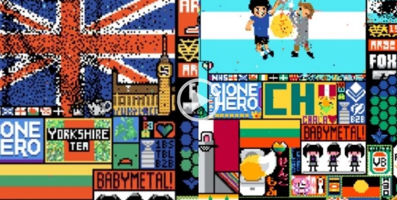 El mural de Reddit y los argentinos que reemplazaron banderas británicas con dibujos de Maradona y Malvinas