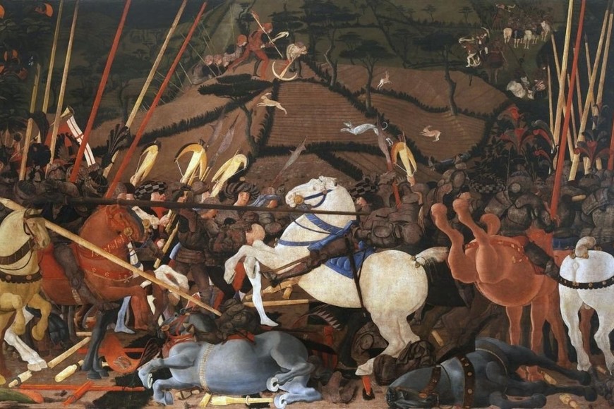 ELLITORAL_450981 |  Wikipedia Fragmento de  La batalla de San Romano , pintada por Paolo Uccello medio siglo antes. Galería de los Uffizi, Florencia