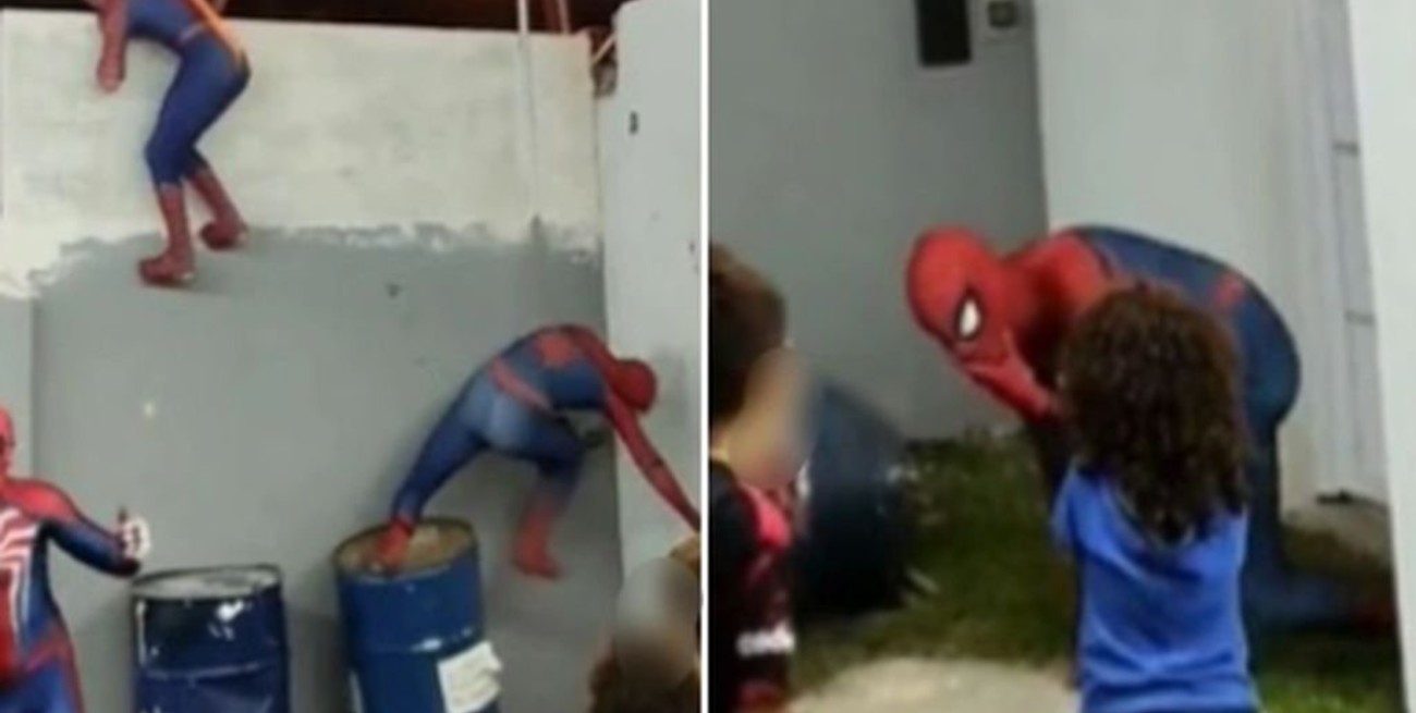 Video viral: contrataron a Spider - Man y se cayó en plena fiesta