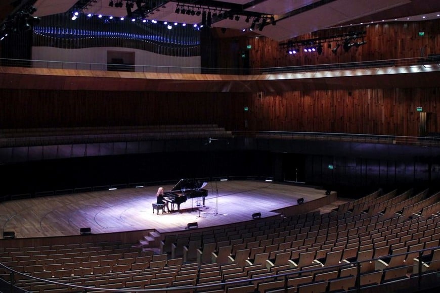 Lilia Salsano durante la grabación.