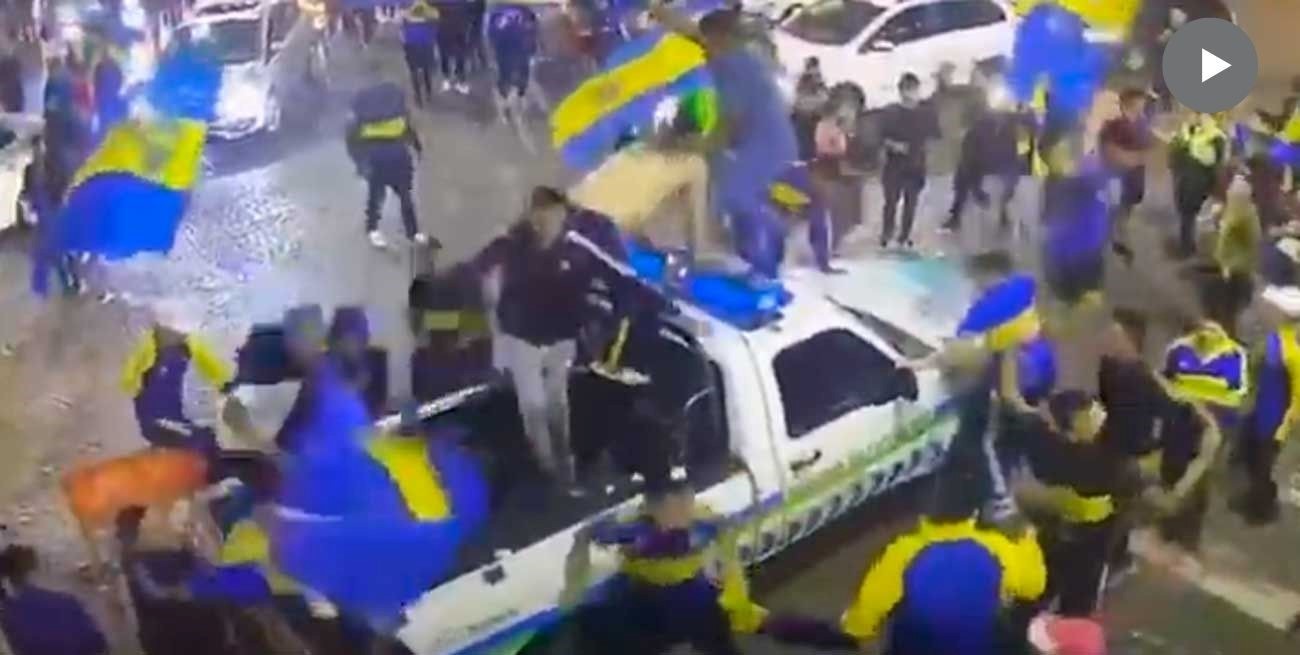 Video: hinchas de Boca festejaron arriba de una camioneta de la Municipalidad de Rafaela