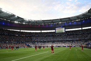 Soccer Football - Champions League Final - Liverpool v Real Madrid - Stade de France, Saint-Denis near Paris, France - May 28, 2022
General view inside the stadium during the warm up before the match REUTERS/Dylan Martinez