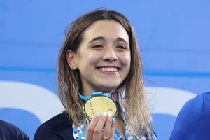 Delfina Pignatiello en los Sudamericanos de Lima donde obtuvo 3 medallas de oro. Foto: Gentileza