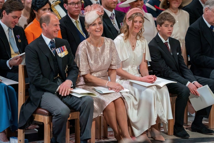 Prince Edward, Earl of Wessex, Sophie, Countess of Wessex, Lady Louise Windsor and James, Viscount Severn attend the National Service of Thanksgiving held at St Paul's Cathedral, during Britain's Queen Elizabeth's Platinum Jubilee celebrations, in London, Britain, June 3, 2022. Arthur Edwards/Pool via REUTERS