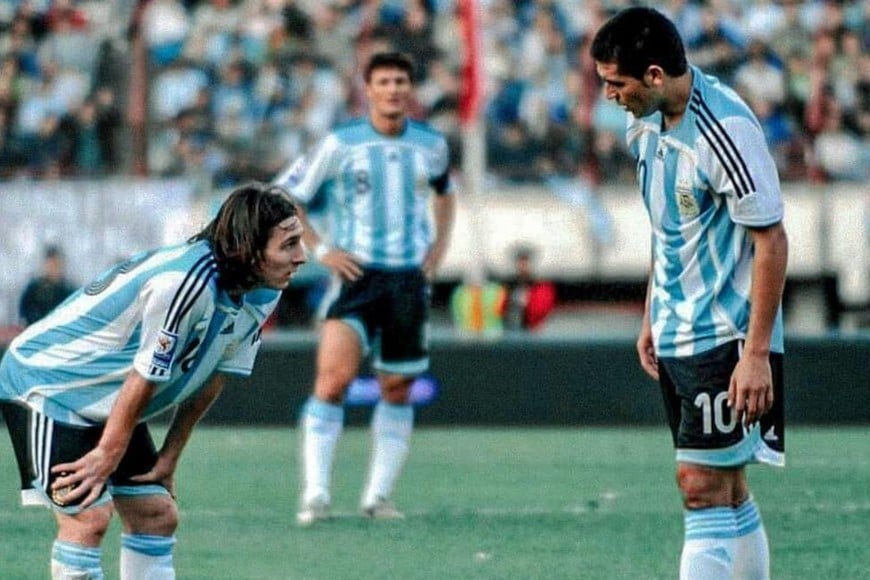 Lionel Messi y Juan Román Riquelme.
