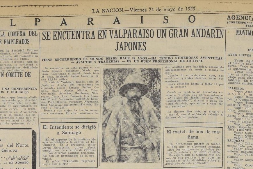 Okada en Valparaíso. Archivo La Nación de Santiago de Chile