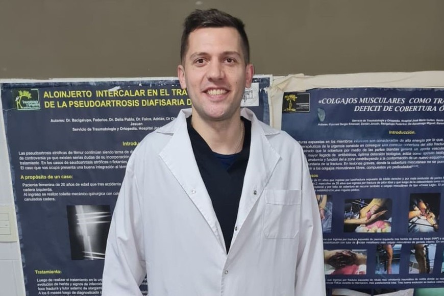 Decidir a tiempo. Nico Perret hizo la carrera de médico cuando vio que en el fútbol no había futuro como profesional. Hoy es uno de los tantos traumatólogos que trabaja en la ciudad de Santa Fe.  Crédito: Gentileza