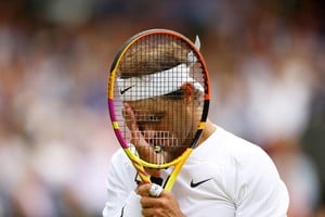 Tennis - Wimbledon - All England Lawn Tennis and Croquet Club, London, Britain - July 6, 2022 
Spain's Rafael Nadal reacts during his quarter final match against Taylor Fritz of the U.S. REUTERS/Hannah Mckay     TPX IMAGES OF THE DAY