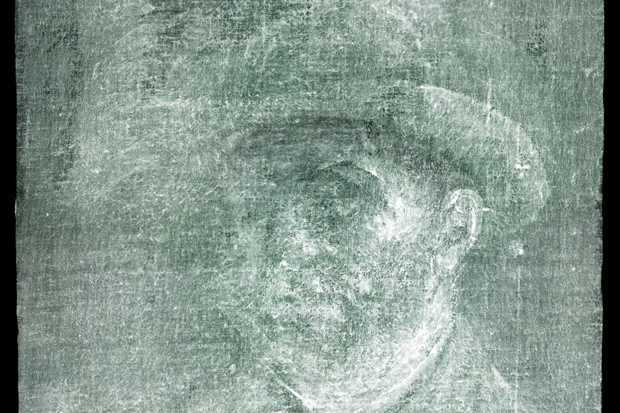 X- ray image of Vincent Van Gogh's self-portrait hidden beneath glue and cardboard is pictured, in Edinburgh, Scotland, Britain, June 21, 2022. Neil Hanna/Handout via REUTERS    THIS IMAGE HAS BEEN SUPPLIED BY A THIRD PARTY. NO RESALES. NO ARCHIVES. MANDATORY CREDIT.