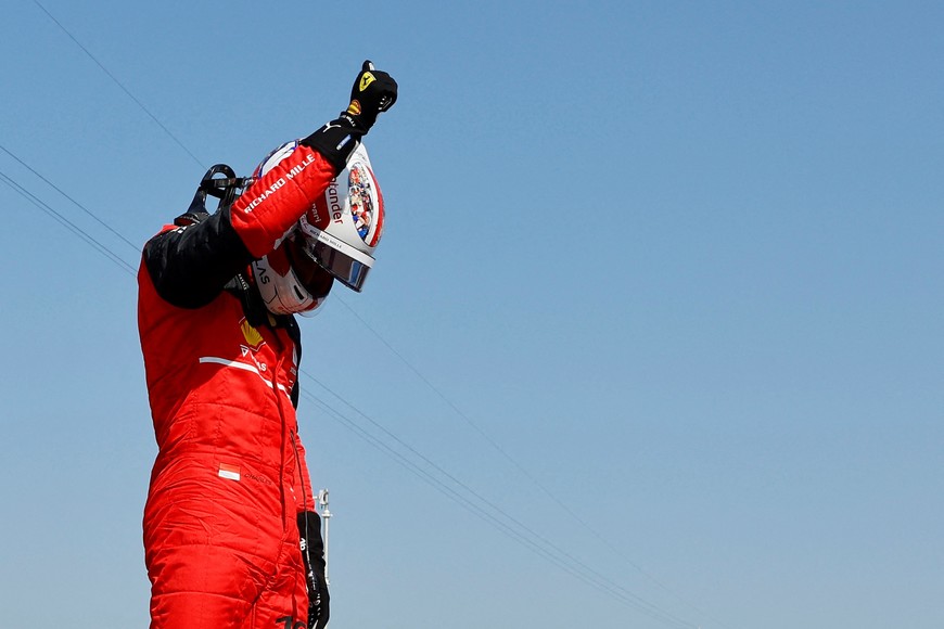 Formula One F1 - French Grand Prix - Circuit Paul Ricard, Le Castellet, France - July 23, 2022
Ferrari's Charles Leclerc celebrates after qualifying on pole REUTERS/Eric Gaillard/Pool