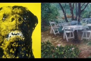 “Perro malo”, de Santiago Iriel, y “Sinfonía de la luz”, de littleOne. Fotos: Gentileza Estudio de Arte Sur