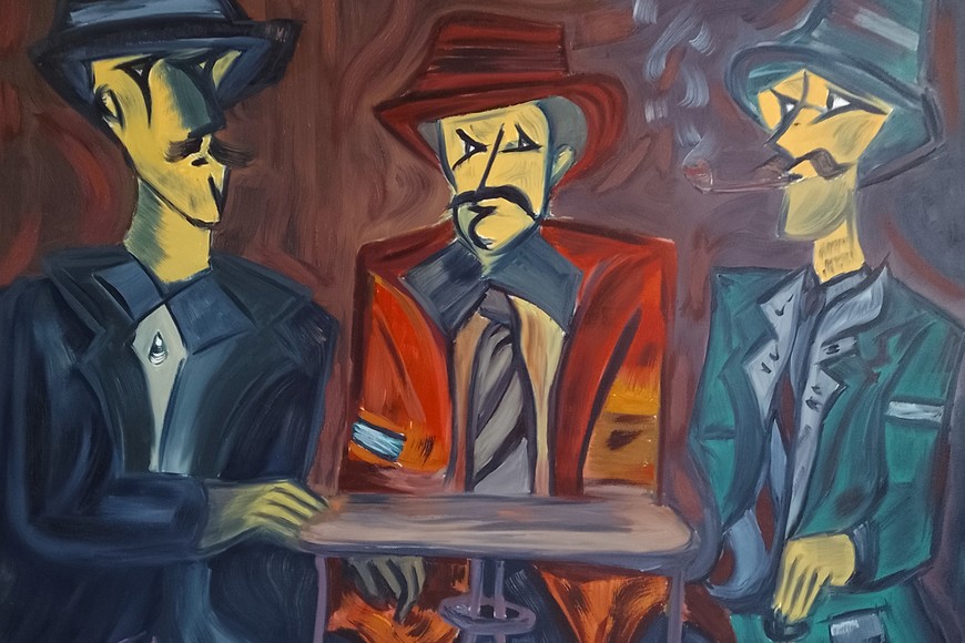 “En el bar”, óleo de Agustín Ferrero.