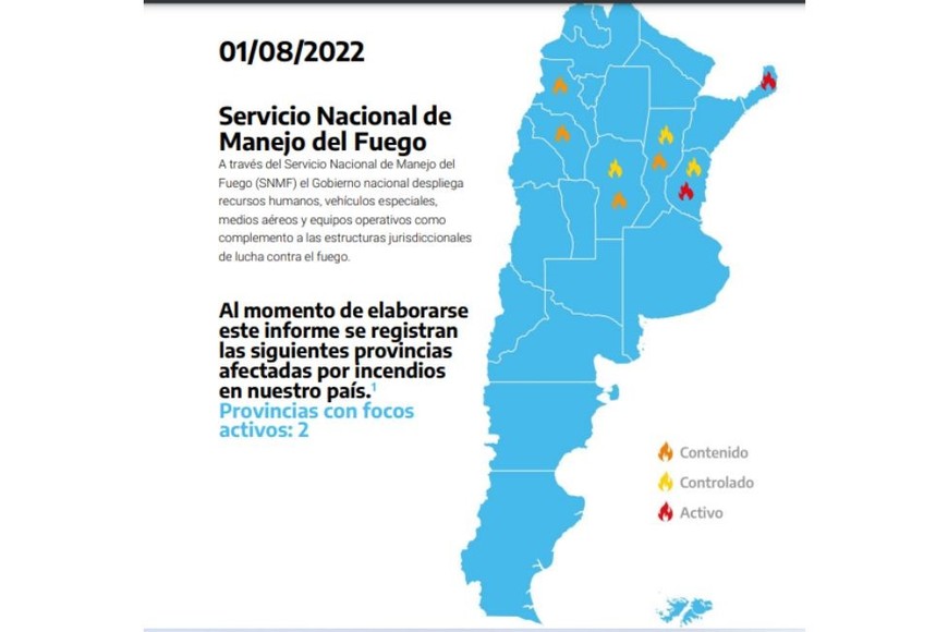Reportes diarios del Servicio Nacional de Manejo del Fuego