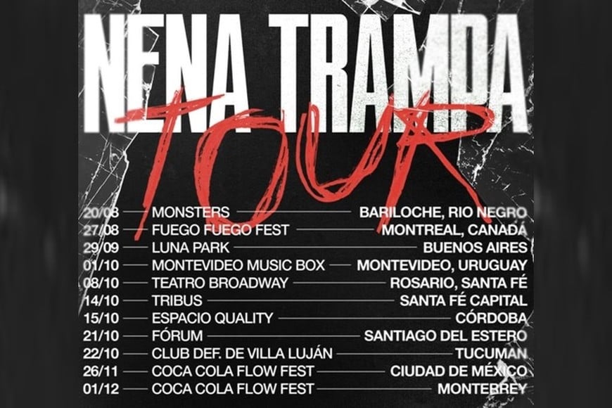 La grilla completa del “Nena Trampa” Tour.