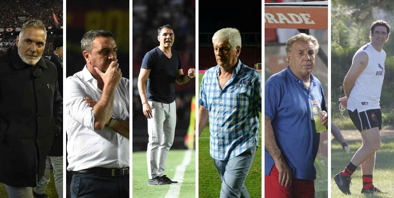 De izquierda a derecha. Los técnicos que dirigieron a Colón menos de diez partidos: Sergio Rondina, Diego Osella, Esteban Fuertes, Julio Comesaña, Reinaldo Merlo y Juan Antonio Pizzi.