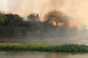 El fuego frente al country Ubajay. Crédito: El Litoral