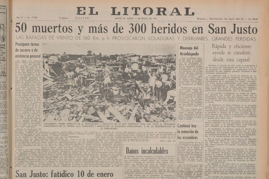 El tornado en El Litoral de la época.