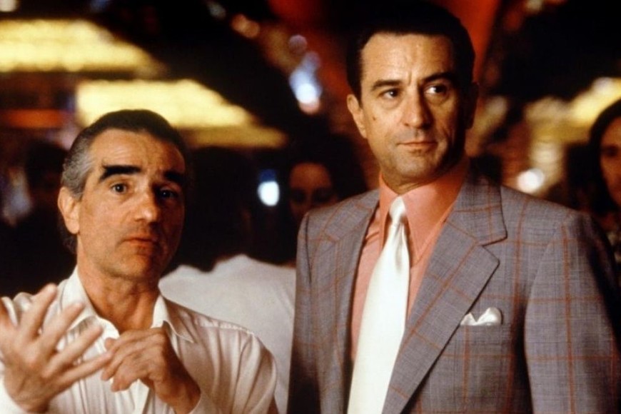 Martin Scorsese junto a Robert De Niro en el rodaje de "Casino".